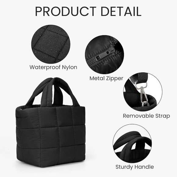 Chic Mini Puffer Tote Bag - Spacious Lightweight Purse for Daily Essentials - Picture 7 of 7